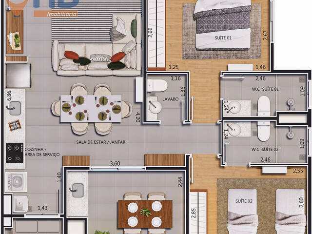 Apartamento Churrasqueira na Sacada para Venda em São José dos Campos - 3